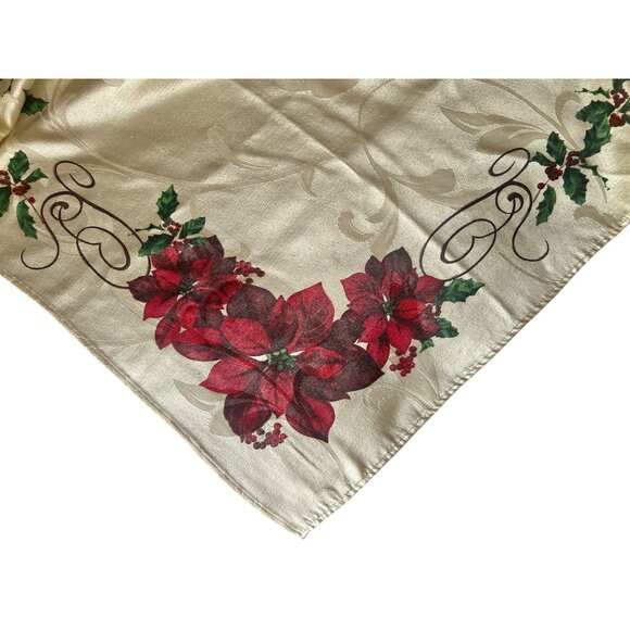 St. Nicholaus Square Christmas Tablecloth & 8 Napkins Set Cardinals Script Cream - Picture 16 of 16